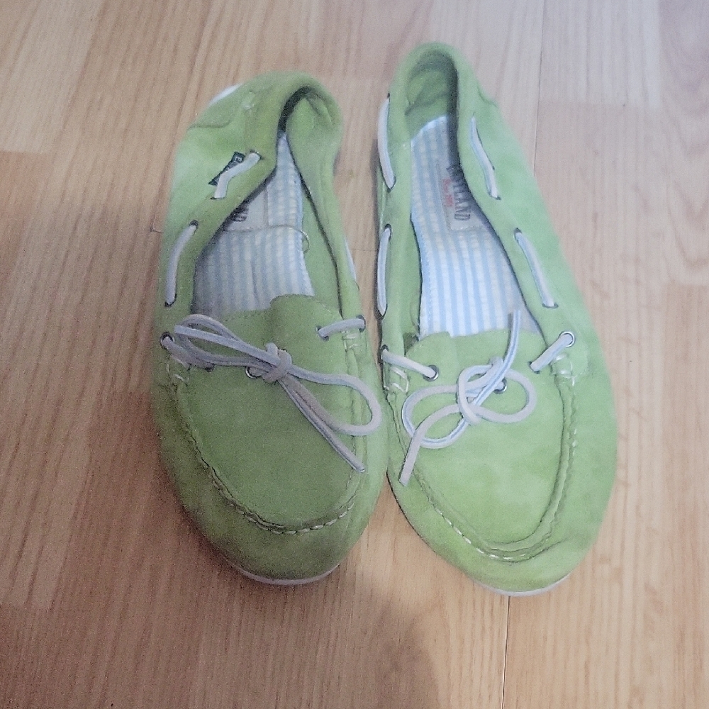 Green Suede Boat Shoes
